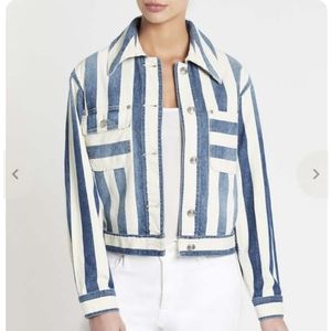 Current Elliot Sammy striped denim cotton jacket size 3 or large